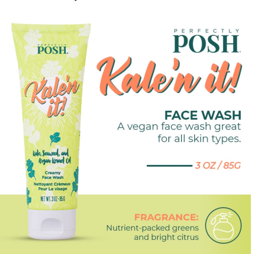 New Sealed Perfectly Posh 3 Oz Kale’n It Creamy Vegan Facewash All Skin Types